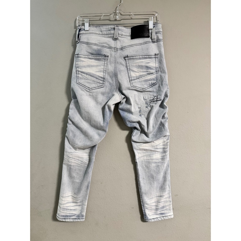 Rue21 Premium Supreme Flex Slim Taper Moto Distressed Jeans Mens 28x30 - Picture 5 of 9